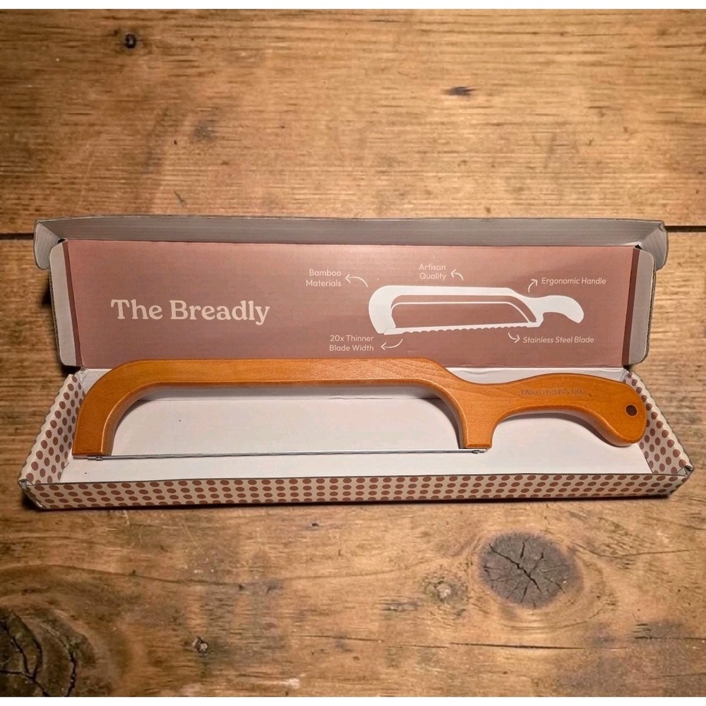 Earthly Bliss Breadly Bread Bow Knife Bamboo Handle & Stainless Steel‎ Blade